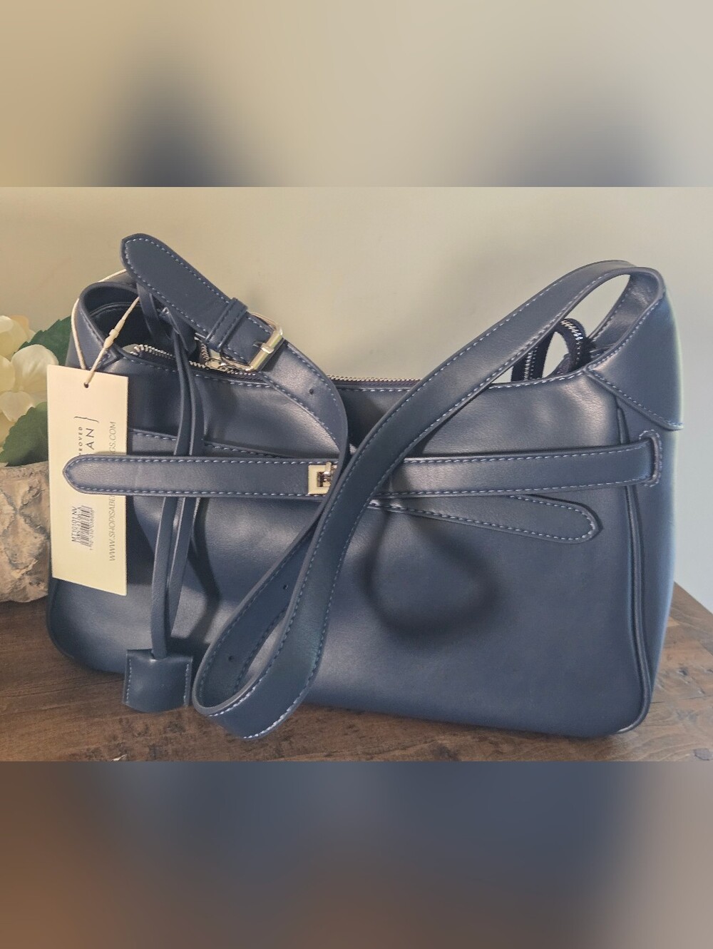 New Isabelle Vegan Leather Blue Shoulder Bag